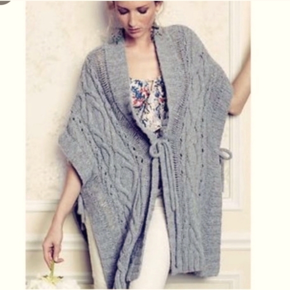 Anthropologie Sleeping On Snow Metamorphosis Wool Blend Chunky Knit Poncho O/S - Picture 1 of 8